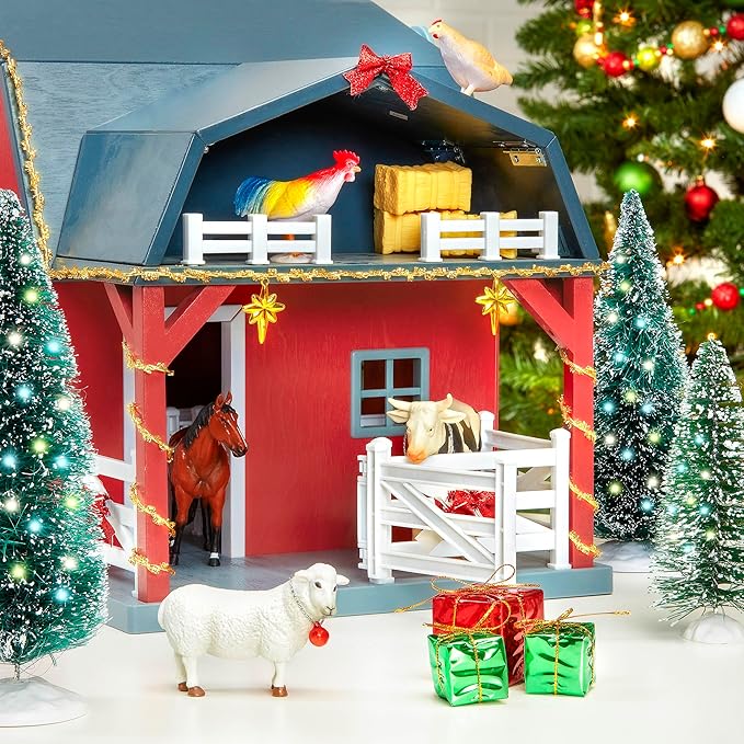 Terra by Battat – 20 Pieces Wooden Animal Barn Toy Set – Farm Animals & Play Fence – Pretend Play for Toddlers & 3+ Years – Educational Toys – Farmhouse Playset with Cute Animal Figures