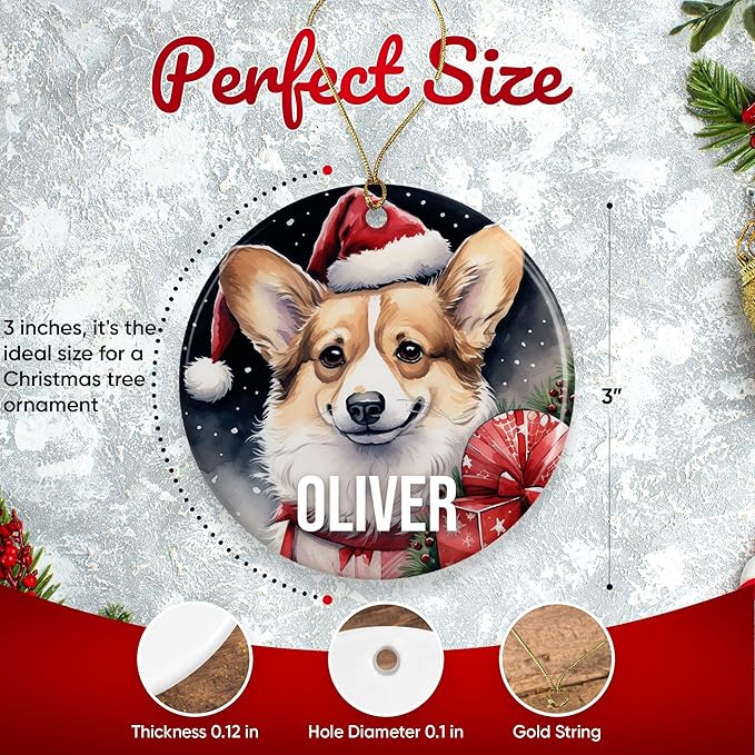 Pembroke Welsh Corgi Personalized Dog Ornament - Pet Ornament for Christmas Tree - 3" Round Ceramic - Printed in USA - Choose from 200 Breeds - Dog Mom & Dad - Xmas Decoration DOG0160