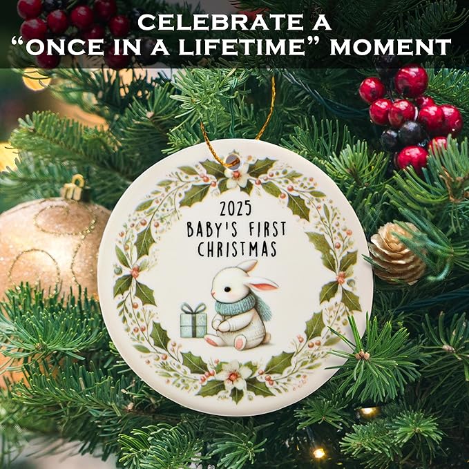 2025 Baby’s First Christmas Ornament 3 Inch, Babys 1st Christmas Ornament 2025, First Christmas Baby Ornament, Newborn Xmas Keepsake Decor