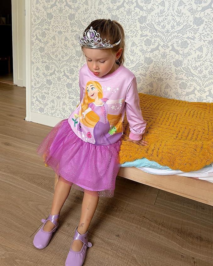 Disney Stitch Minnie Elsa Princess Sweatshirt Dress Toddler Girl Sequin Long Sleeve Pullover Clothes Fall Outfit 2-9 Years