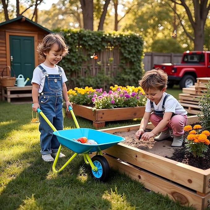 G & F Products Kids Metal Wheelbarrow – Child-Sized, Durable Metal Construction with Sturdy Wheel, Easy Assembly, Ideal for Outdoor Play, Gardening Fun, Backyard Activities & Toddler-Friendly Design