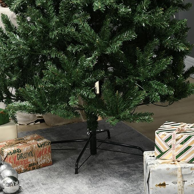 HOMCOM 7.5ft Tall Pre-lit Pine Artificial Christmas Tree with Realistic Branches, 450 Warm White LED Lights and 1146 Tips