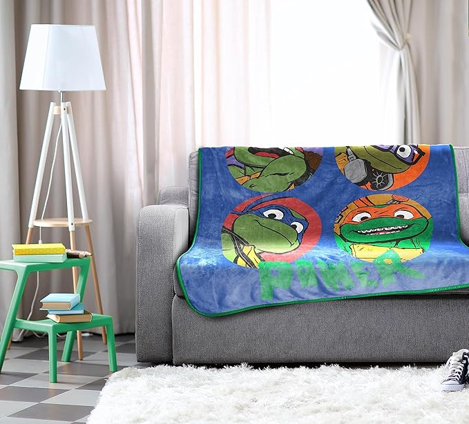 Jay Franco Nickelodeon Teenage Mutant Ninja Turtles Kid's Throw Blanket - Plush 46" x 60" for Boys & Girls, Soft Fleece, Fade Resistant, Warm for Toddlers