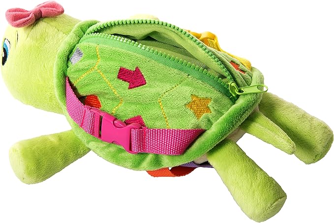 Buckle Toys Belle Turtle Stuffed Animal Montessori Toys for Toddlers 1-3 Sensory Toys to Develop Fine Motor Skills and Learn Shapes and Colors, Travel Essentials for Kids, Includes Storage Pocket