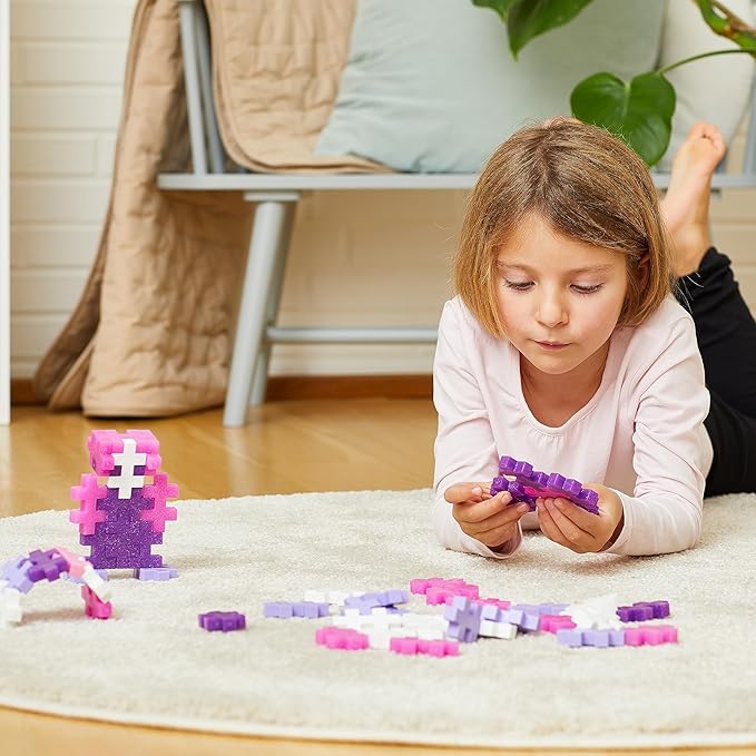 PLUS PLUS Big – 15 Piece Glitter Mix – Construction Building Stem/Steam Toy, Interlocking Large Puzzle Blocks for Toddlers and Preschool, Open Play Tube