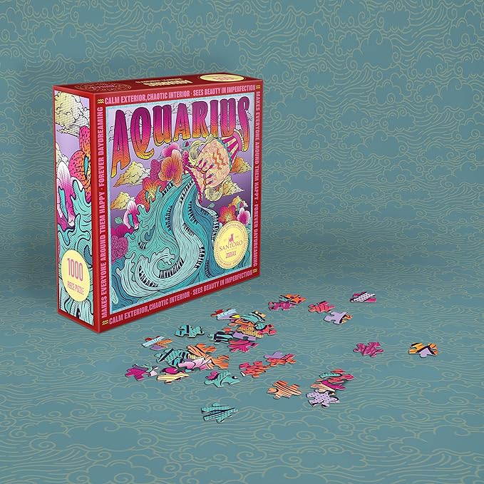 Zodiax - 1000 Piece Jigsaw Puzzle - Aquarius - Fun Birthday Gift For Kids, Adults | Astrology Gifts for Women and Men | Zodiac Horoscope Puzzle