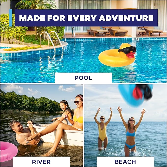 GAME 51817-BB Derby Duck Childs Ring 3 Pack - Small Inflatable Float, Summer Pool & Beach Swim Floaties for Kids Ages 3+ Up to 70 lbs., Water Fun Accessories, 2’ Long x 2.5’ Wide with 10” Center