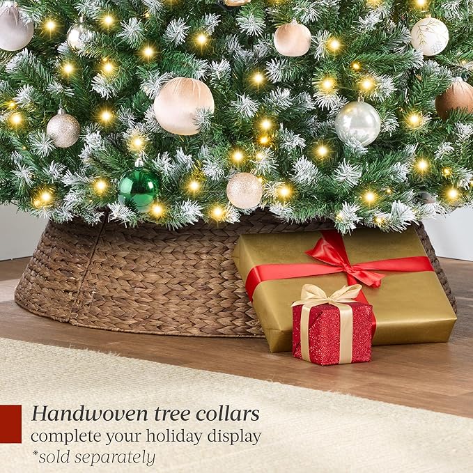 Best Choice Products Artificial Frosted Christmas Tree, 9ft Premium Pre-Lit Realistic Spruce Holiday Décor w/Dense Branches, Metal Base – Green Spruce