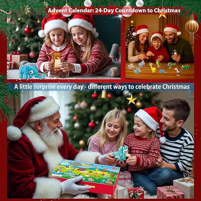 2025 Animal Advent Calendar Building Set for Kids – Christmas Countdown Calendar with 24 3-in-1 Animal Packs, 72 Mini Models, Creative Building Toys & Christmas & Birthday Gifts for Boys & Girls 6+