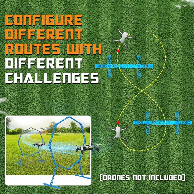 Drone Obstacle Course, Includes 2 Pack Easy to Build Obstacle Hoop, FPV Racing Drone Loop Gate, Suitable Competition RC FPV Racing of Drones or Model Aircraft Games for Age 6-12 Kids or Adults