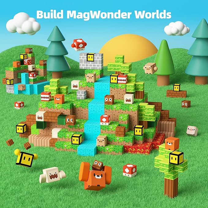 GobiDex Magnetic Blocks Kids Building Toys for Boys Girls 3+, Game-Based Build MagWonder with Magnet Construction Toys, Upgraded STEM Sensory Gift for Birthday (1 inch)