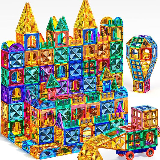 TEMI Magnet Tiles, 80 PCS Magnetism Building Toy Set, Learning and Education Toys for Ages 3 4 5 6 7 8+ Year Old Toddler Kids Boys and Girls