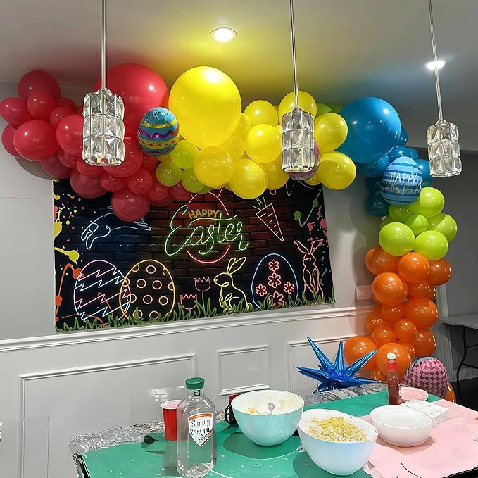 141 Pcs Summer Tropical Balloon Arch Garland Kit, Hot Pink Lime Green Orange Slate Blue Yellow Latex Rainbow Balloon Garland Kit for Hawaiian Luau Aloha Birthday Baby Shower Pool Party Decorations