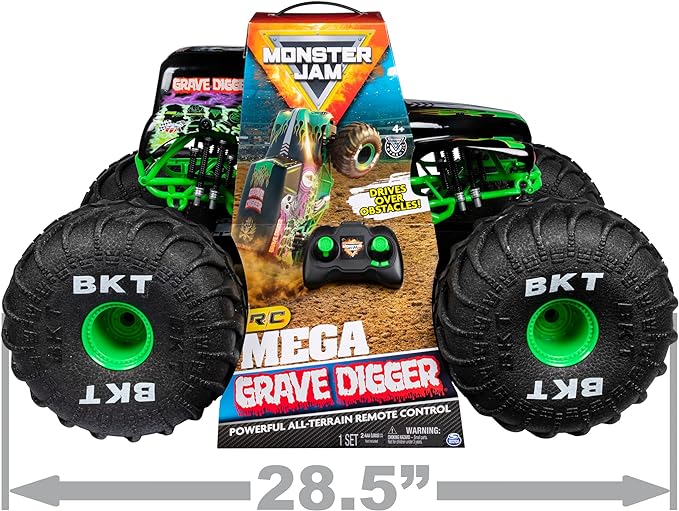 Monster Jam, Official Mega Grave Digger All-Terrain Remote Control Monster Truck with Lights, 1:6 Scale, Kids Toys for Boys and Girls Ages 4-6+