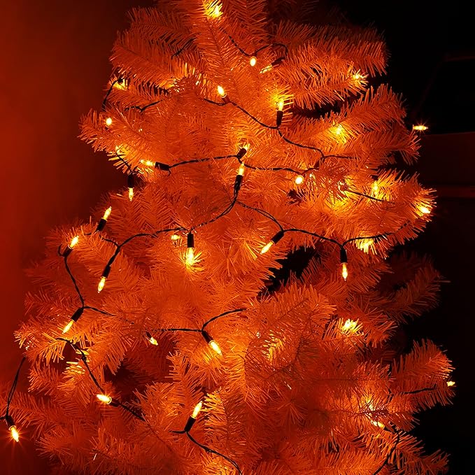 Joliyoou 16 Ft 50 LEDs Halloween Mini String Lights, 8 Lighting Modes Holiday Fairy String Lights with Timer for Indoor Outdoor Decorations, Orange, 2 Pack