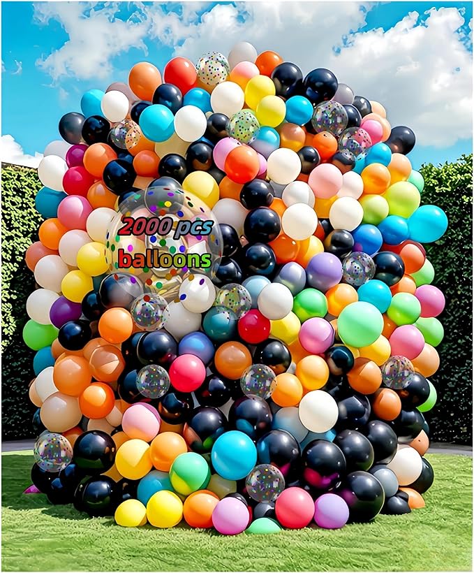 2000 Pcs Balloons Bulk 12 inch Assorted Colors Rainbow Latex Balloon 12 Colors, for Wedding, Graduation, Birthday Party Various Event Decorations