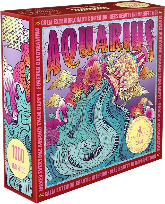 Zodiax - 1000 Piece Jigsaw Puzzle - Aquarius - Fun Birthday Gift For Kids, Adults | Astrology Gifts for Women and Men | Zodiac Horoscope Puzzle
