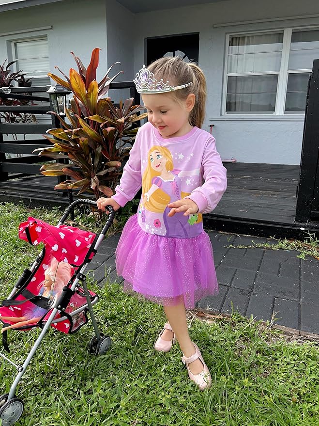 Disney Stitch Minnie Elsa Princess Sweatshirt Dress Toddler Girl Sequin Long Sleeve Pullover Clothes Fall Outfit 2-9 Years