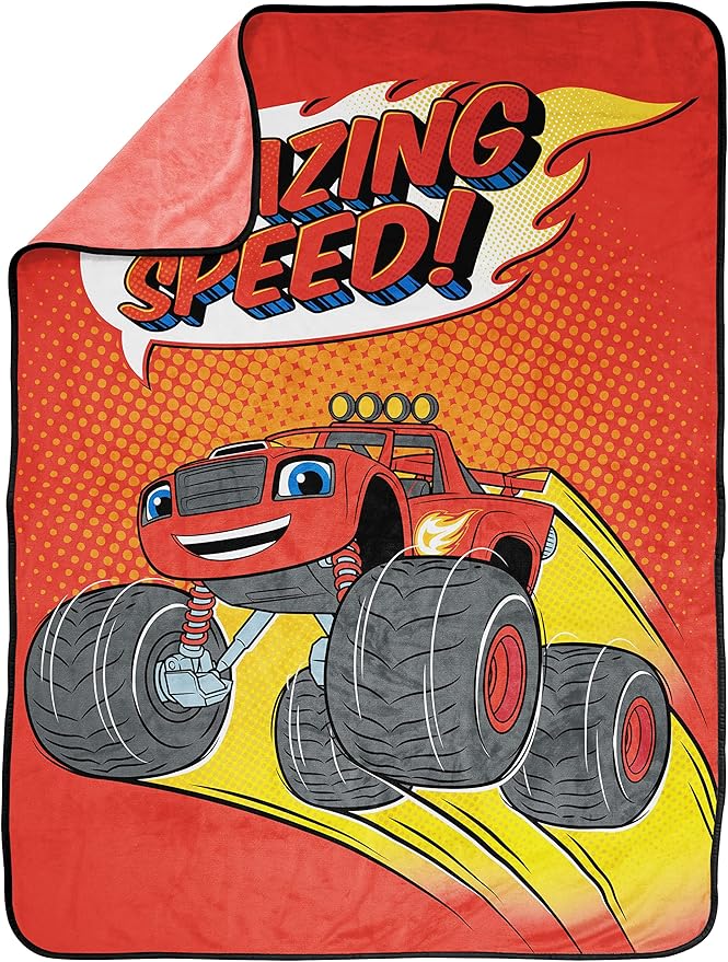 Jay Franco Blaze and The Monster Machines Kid's Throw Blanket, Plush 46" x 60" Throw Blanket for Boys & Girls, Soft Fleece Throw Blanket for Toddlers, Cozy, Fade Resistant Warm Blanket for Kids, Red