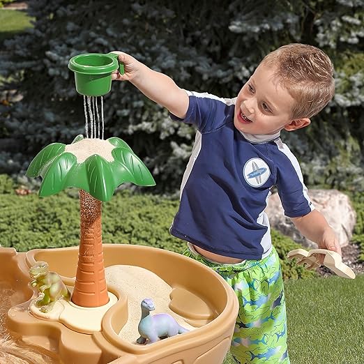 Step2 Dino Dig Sand and WaterTable, Kids Activity Sensory Playset, Summer Outdoor Toys, 7 Piece Water Toy Accessories, For Toddlers 2-5 Years Old