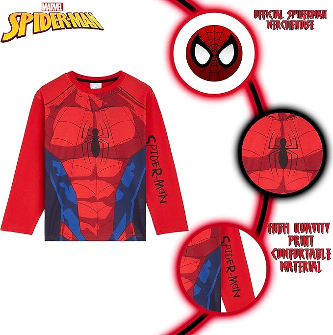 Marvel Spiderman Pajamas for Boys Teens Long PJs Set Lounge Set Comfy Sleepwear
