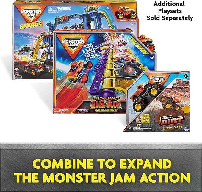 Monster Jam, Transforming Hauler Playset and Storage with Exclusive El Toro Loco Monster Truck, 1:64 Scale, Kids Toys for Boys and Girls Ages 4 and Up