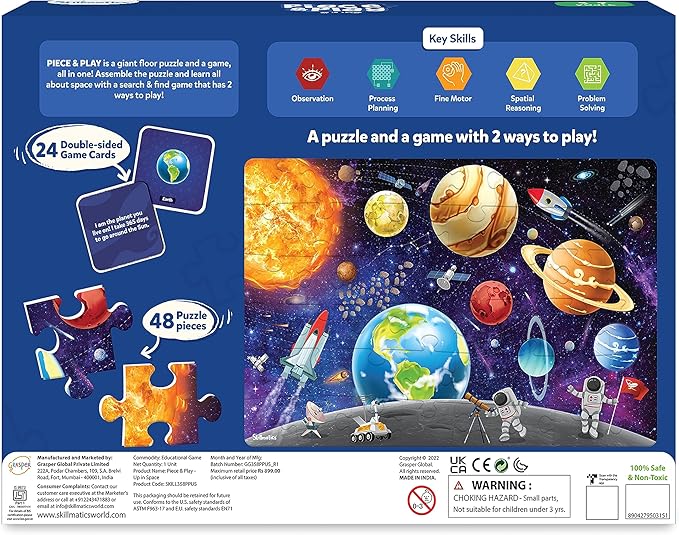 Skillmatics Floor Puzzle & Game - Piece & Play Space, Jigsaw & Toddler Puzzles, Educational Toy, Gifts for Boys & Girls Ages 3, 4, 5, 6, 7 (48 Pieces, 2 x 3 feet)