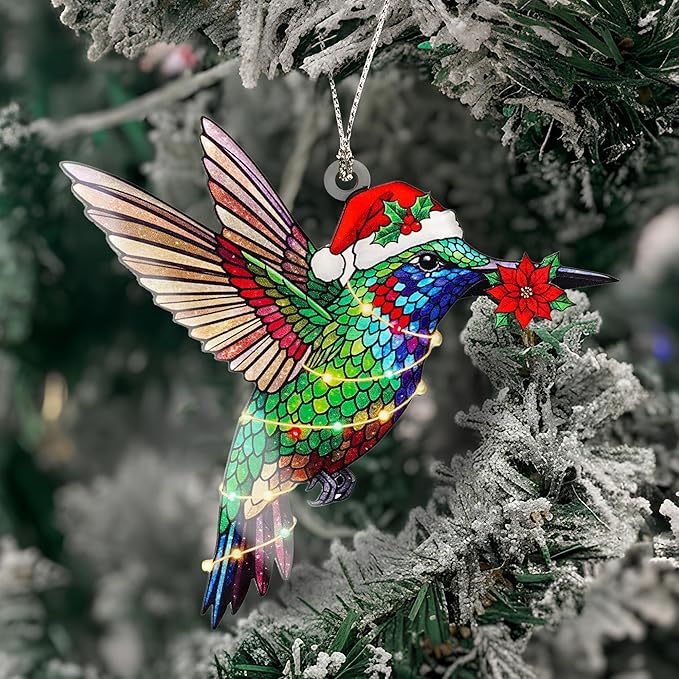 Hummingbird Christmas Ornament - Hummingbird Gifts for Women - Bird Ornaments for Christmas Tree - Hanging Decor for Door Yard Outdoor or Windows - Christmas Ornament 2025 - Gift Exchange