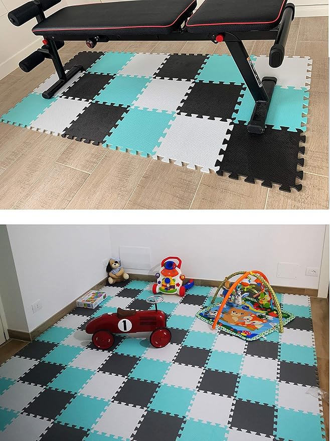 MQIAOHAM® 25 Pieces Puzzle Play Mats, Soft Baby Play Mat, Kids Interlocking Foam Floor Tiles, Toddlers Carpet Playmats G301025-107108112