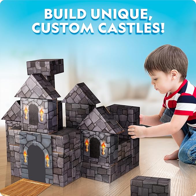 National Geographic Jumbo Cardboard Building Blocks – 30-Pc. Extra-Thick Cardboard Bricks for Kids, Build a Castle Play House, Indoor Playhouse, Large Building Blocks, Kids Giant Blocks