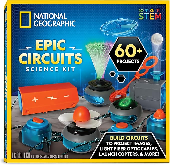 National Geographic Circuit Maker - Electronics Kit for Kids with 60 Electrical Circuit Projects, Electric STEM Toy