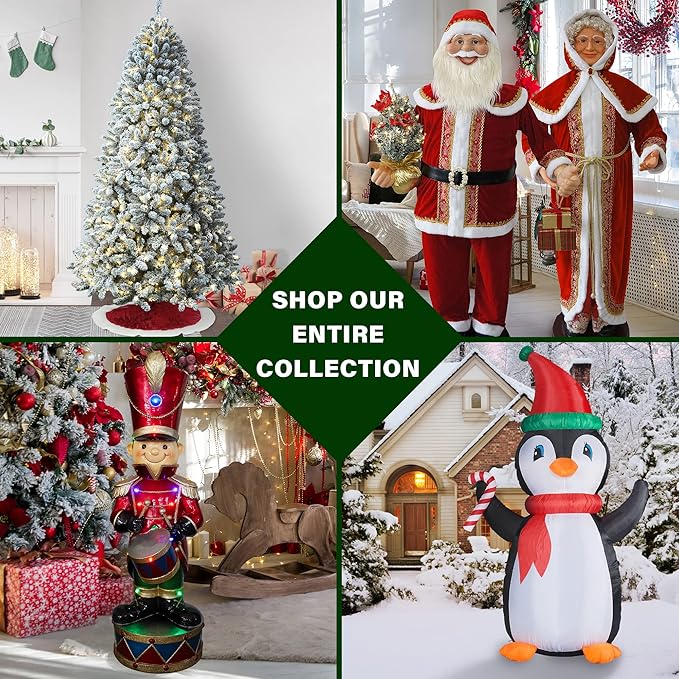 Fraser Hill Farm Woodside Pine Christmas Tree, 9 Feet Tall, Faux Xmas Tree Includes Warm White LED Lights with Easy to Connect Features, Great Indoor Holiday Décor