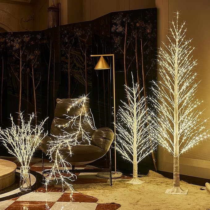 BAOLITVINE 6FT Alpine Christmas Tree, 810 LED Warm White Lights, Artificial White Tree with Lights for Home, Christmas Festival, Wedding Party, Indoor Outdoor