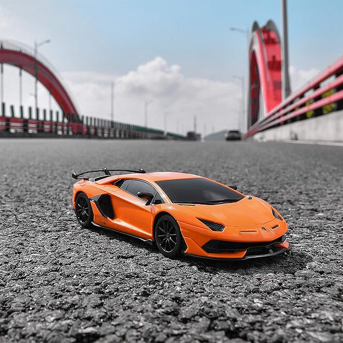 BEZGAR Remote Control Car Licensed RC Car, 1:24 Lambo Toy Car for Kids, Lambo Aventador SVJ Remote Control Model Car Electric Sport Racing Hobby Car for 3 4 5 Year Old Boy Birthday Gift (Orange)
