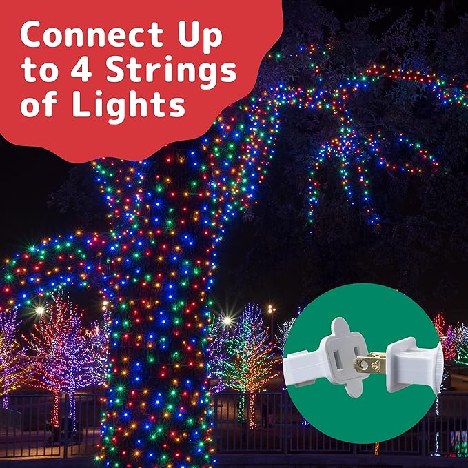 PREXTEX 200 Ct. Multi-Color Christmas Tree Lights with White Wire - 40 Ft Holiday String Lights for Indoor and Outdoor Use - Multicolor Twinkle Christmas Tree Decoration with End-to-End Connectors