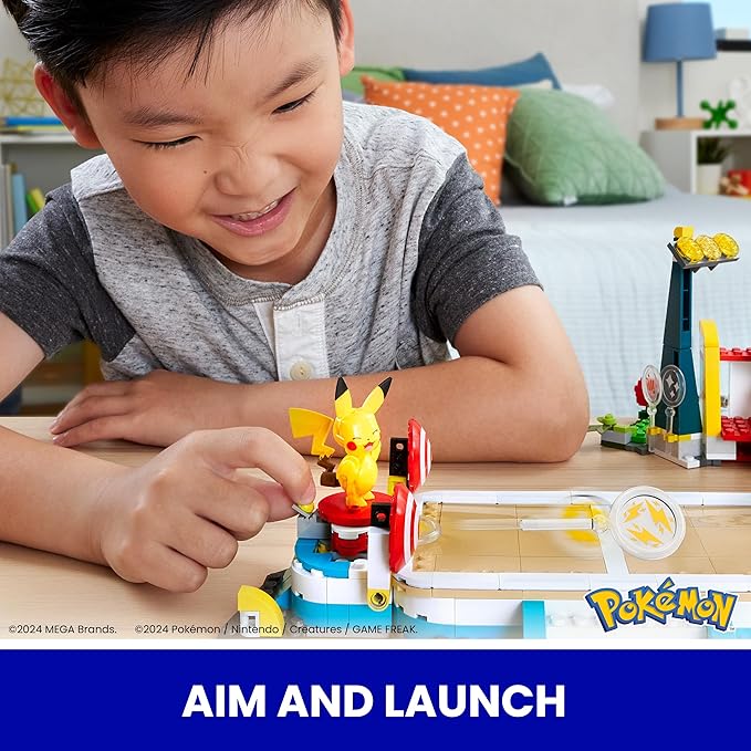 MEGA Pokémon Building Toys Set Training Stadium with 1101 Pieces, 5 Poseable Characters and Battle Play, for Kids