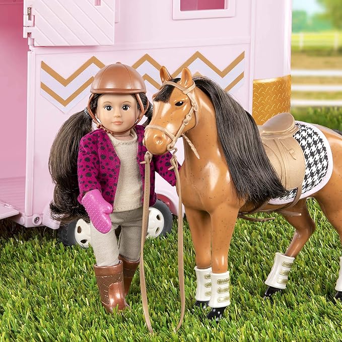 Lori Dolls – Hoofing It – Horse Trailer – Play Set for 6-inch Horses & Mini Dolls – Horse Accessories – Saddle, Bridle, Brush & More – 3 Years +