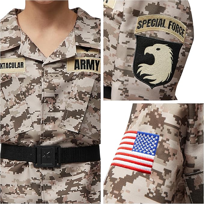 Spooktacular Creations Halloween Boys Army Costume, Military Costume for Kids, Camo Soldier Outfit for Toddler DressUp Party