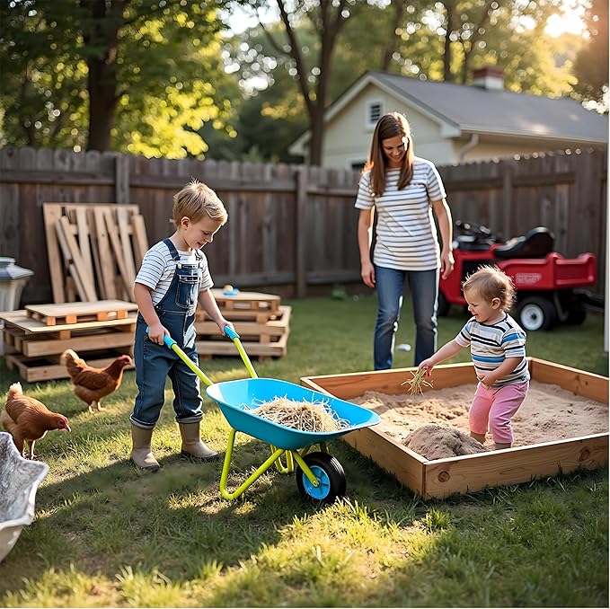 G & F Products Kids Metal Wheelbarrow – Child-Sized, Durable Metal Construction with Sturdy Wheel, Easy Assembly, Ideal for Outdoor Play, Gardening Fun, Backyard Activities & Toddler-Friendly Design
