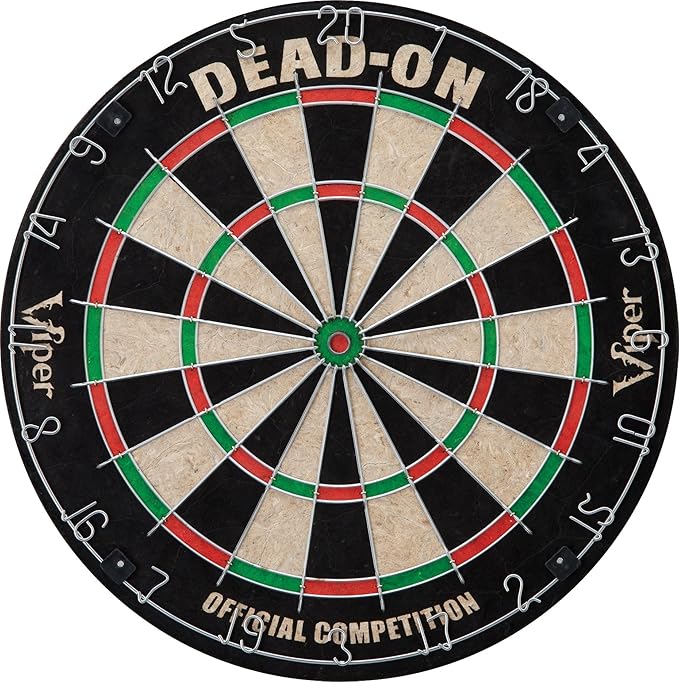 Viper Hudson All-in-One Dart Center: Classic Solid Wood Cabinet & Official Sisal/Bristle Dartboard Bundle with Steel-Tip Dart Set, Dry Erase Scoreboard & Out-Chart, Mahogany Finish