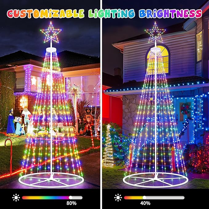 Espird 12FT Outdoor Christmas Tree Prelit - DIY LED Outside Christmas Tree Lights with Star, Music Sync, App & Remote Control, Timer, Smart Christmas Lighting Decoration for Garden & Yard Party