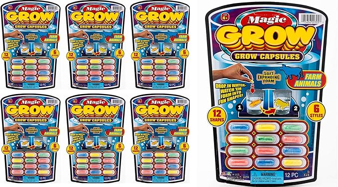 JA-RU Magic Grow Capsules (6 Pack, 72 Capsules) Sea Creatures, Dinosaur, Animal Farm Toys. Water Growing Toys for Kids. Expanding Foam Bath Toys. Animal Party Favors Fidget Toy. 305-6p
