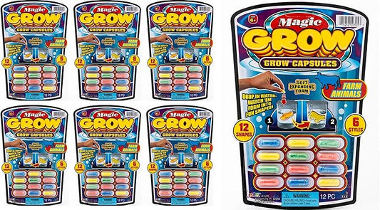JA-RU Magic Grow Capsules (6 Pack, 72 Capsules) Sea Creatures, Dinosaur, Animal Farm Toys. Water Growing Toys for Kids. Expanding Foam Bath Toys. Animal Party Favors Fidget Toy. 305-6p