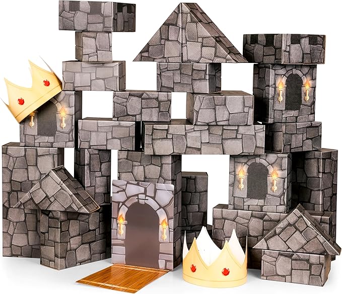 National Geographic Jumbo Cardboard Building Blocks – 30-Pc. Extra-Thick Cardboard Bricks for Kids, Build a Castle Play House, Indoor Playhouse, Large Building Blocks, Kids Giant Blocks