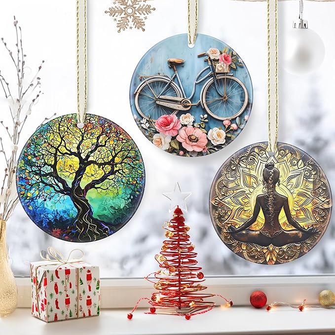 3.5" Ceramic Christmas Ornaments, Christmas Tree Ornaments, Heirloom Keepsake, Gift Exchange, Gift Idea, Bauble Present - Bicycle