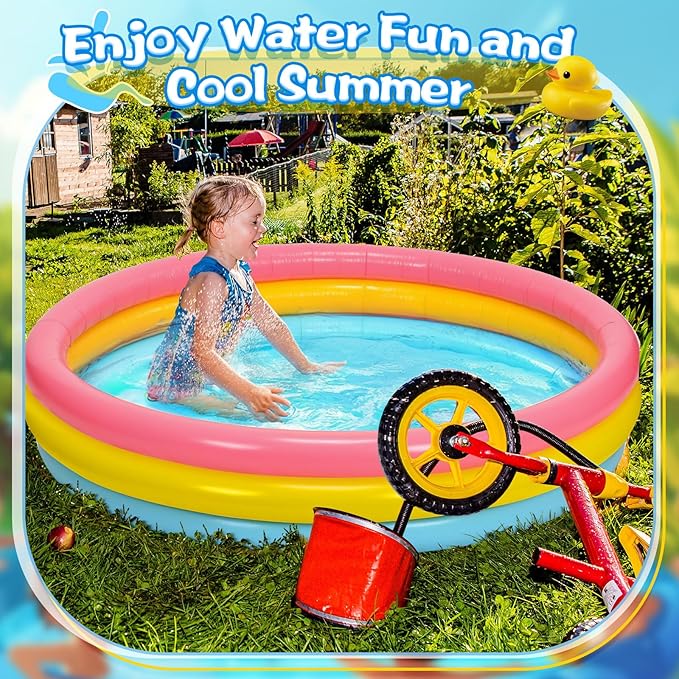 Jerify 3 Pack Pool for 45 x 10 Inch Inflatable Portable Round Paddling Pool 3 Rings Blow up Rings Round Padding Ball Pond for Indoor Outdoor Water Game Play (Colorful)