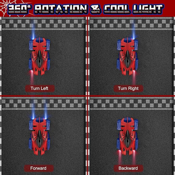 Wall Climbing Remote Control Car, 360° Rotating RC Stunt Car with Headlight, Rechargeable RC Car Toys for 3 4 5 6 7 8-12 Year Old Boys Girls Kids