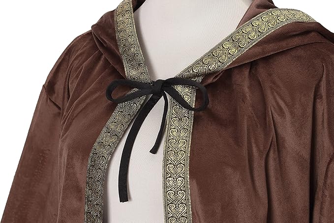 Velvet Wizard Robe with Hooded and Sleeves, Halloween Vampire Witch Wizard Cloak Fancy Cosplay Costume