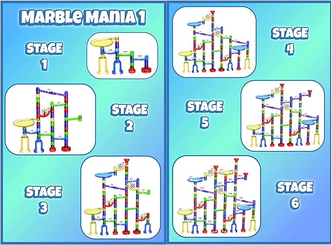 Marble Mania Marble Run - Marble Runs for Kids - 162 Pieces Plus Storage Tub - Construction Toys for 4-8 Year Old Boys or Girls - Educational STEM Toys for 4+ Year Olds