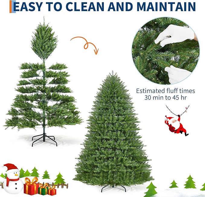 Garvee 6 ft Artificial Christmas Tree Prelit, PVC Xmas Tree with 1309 Branch Tips, 450 Dual-Color LED Lights & Foldable Base, for Holiday, Party, Christmas Decorations, Green